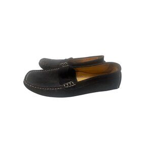 Cole Haan Black Suede Moccasin Loafers With Contrast Stitching & Rubber Soles wo